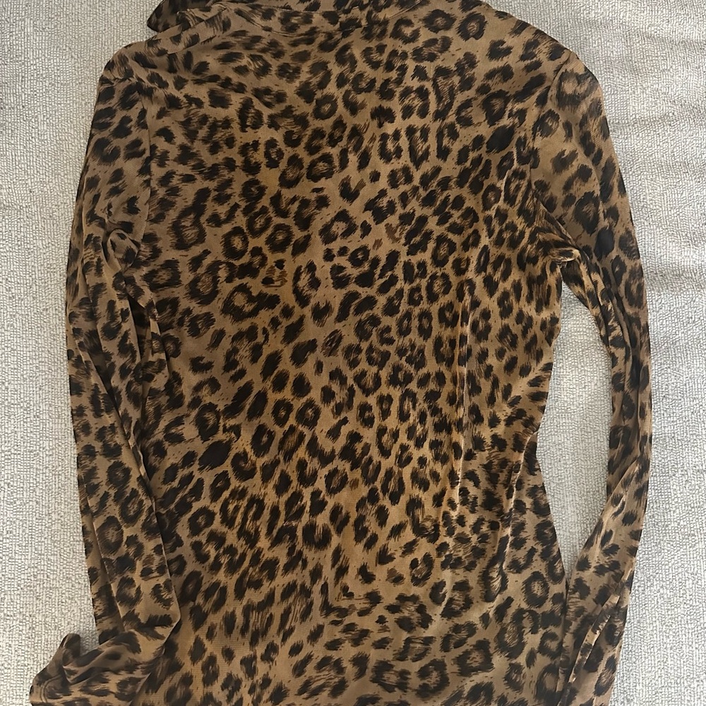 INC International Concepts Brown Leopard Ruffle Blouse - Picture 4 of 4